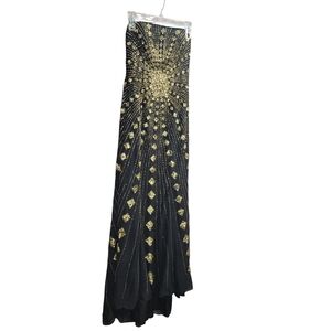 Elegant Black and Gold Women's Strapless Prom Dress